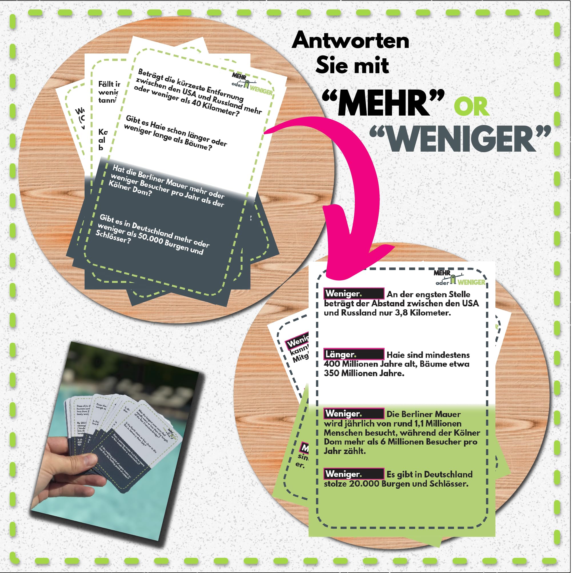 More or Less | Mehr Oder Weniger Kartenspiel | Wie gut ist Ihr Urteilsvermögen? Spiel für Erwachsene, Famile & Kinder | 2+ Spieler | Familienspiel | Reisespiel | 4