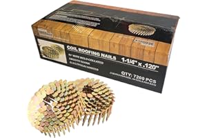 Coil Roofing Nails 1-1/4" x 0.120 Electro Galvanized 15° Wire Coil Nails 7200pcs (120 per Coil 60 Coils) Fits Most 15° Coil R