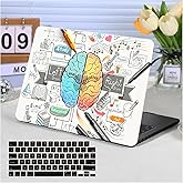 Funut Compatible with MacBook Air 13 inch Case 2022 2021 2020 2019 2018 A2337 M1 A2179 A1932 Touch ID,MacBook Air M1 Case Protective Plastic Hard Shell Case + Keyboard Cover,11Cartoon Brain