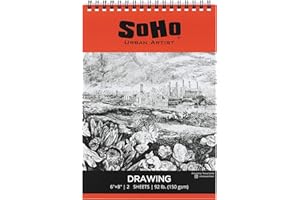SoHo Urban Artist Softcover Drawing Pad 6x8" - 92 lb. (150gsm), 24 Sheets, Drawing Paper Pads for Artists, Travel, Illustrations, & More