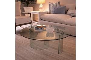 Spancraft 25" Inch Round 1/2" Thick Clear Glass Table Top with Beveled Edge and Tempered Glass, Replacement Glass Table Top, Great for Dining Tables, end Tables, and Outdoor Patio Table Tops or Table