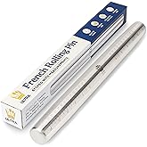 Ultra Cuisine French Rolling Pin for Baking – Dough Roller with Measurement | Tapered Stainless Steel Design, Professional or
