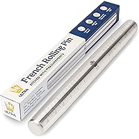 French Rolling Pin for Baking by Ultra Cuisine – Tapered Stainless Steel Design, Professional or Home Use with Pizza, Cookie,