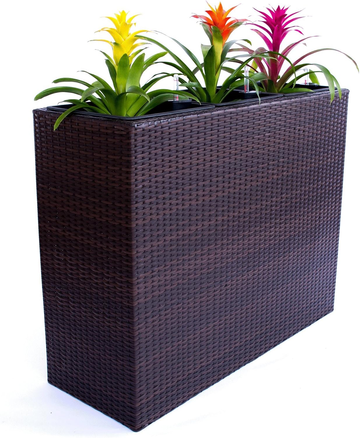 Elegant Einrichten XXXL Pflanztrog Polyrattan als Raumteiler 106x40x84cm Coffee braun.