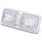 Leisure LED RV LED Ceiling Double Dome Light Fixture with ON/OFF Switch Interior Lighting for Car/RV/Trailer/Camper/Boat DC 12V Natural White 4000-4500K 48X2835SMD Natural White 4000-4500K, (1 Pack)