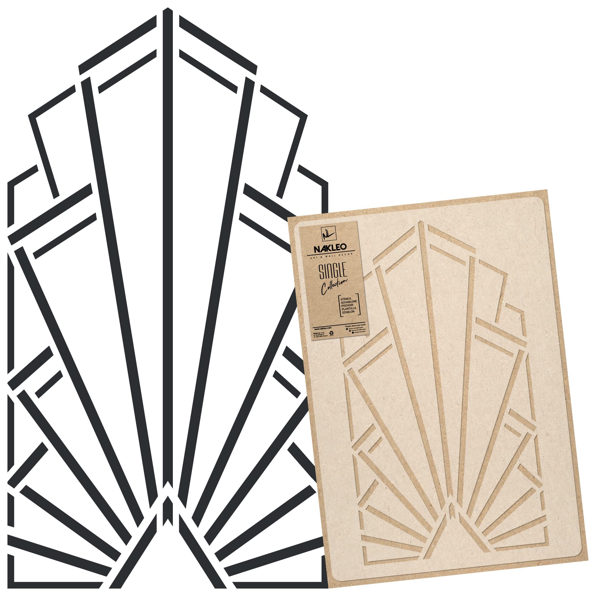 NAKLEO Large Wall Painting Stencil 43x64 cm, Art Deco Balustrade Frame Gate Pattern, Reusable Plastic Template, DIY Art and Craft Home Decor, Floor Wood Fabric Furniture