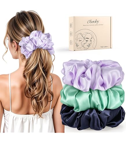 Hair Scrunchies Set of 2 Ruffled Soft Polyester for Thin or Thick Hair Terracotta Rosette Ruched Satin Scrunchies | KITSCH main image 3