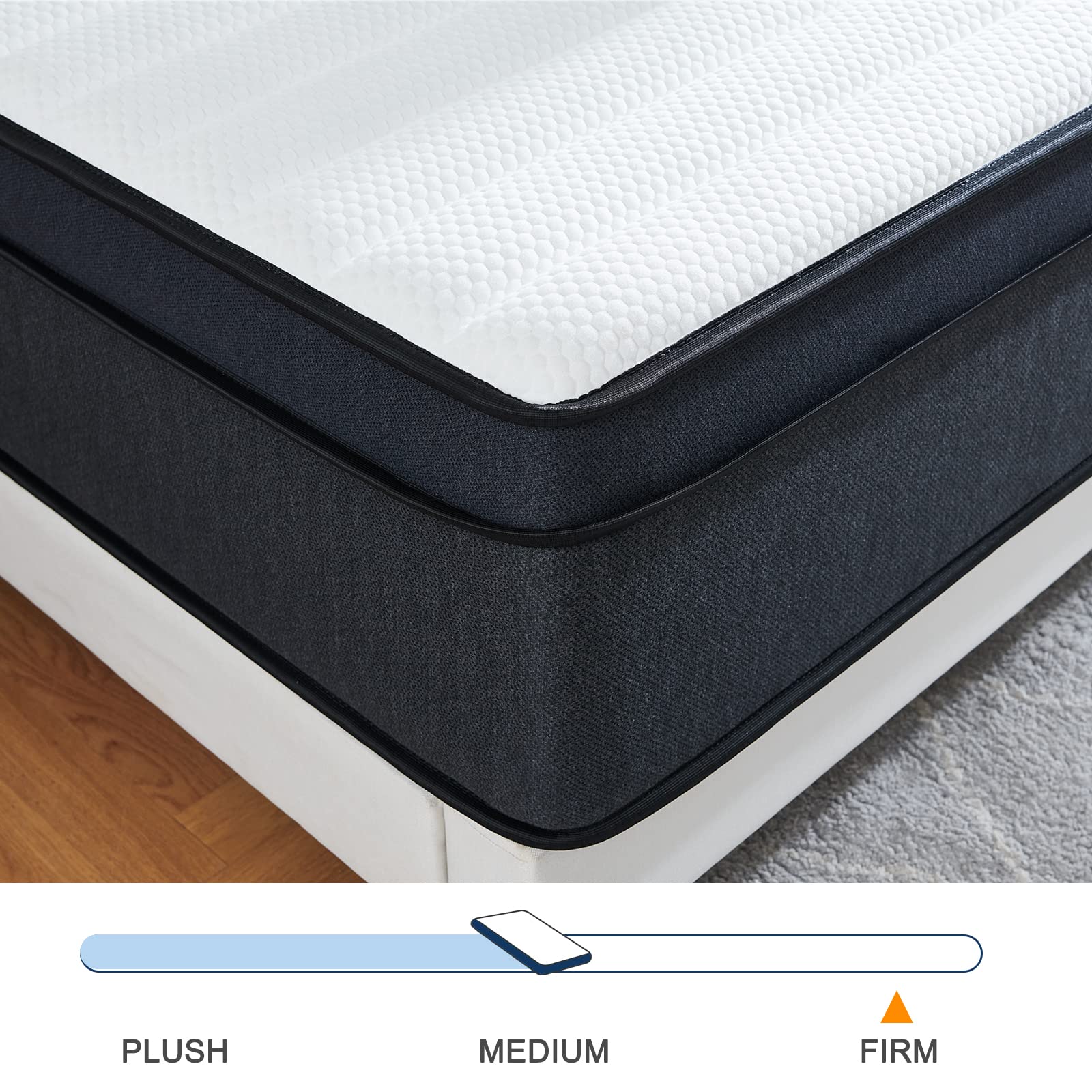 Molblly Mattress, 12 Inch Hybrid Queen Size Foam Mattress in a Box, Individually Wrapped Pocket Coils Innerspring, Pressure-Relieving and Supportive, Non-Fiberglass Mattressess 12 * 60 * 80 Inch