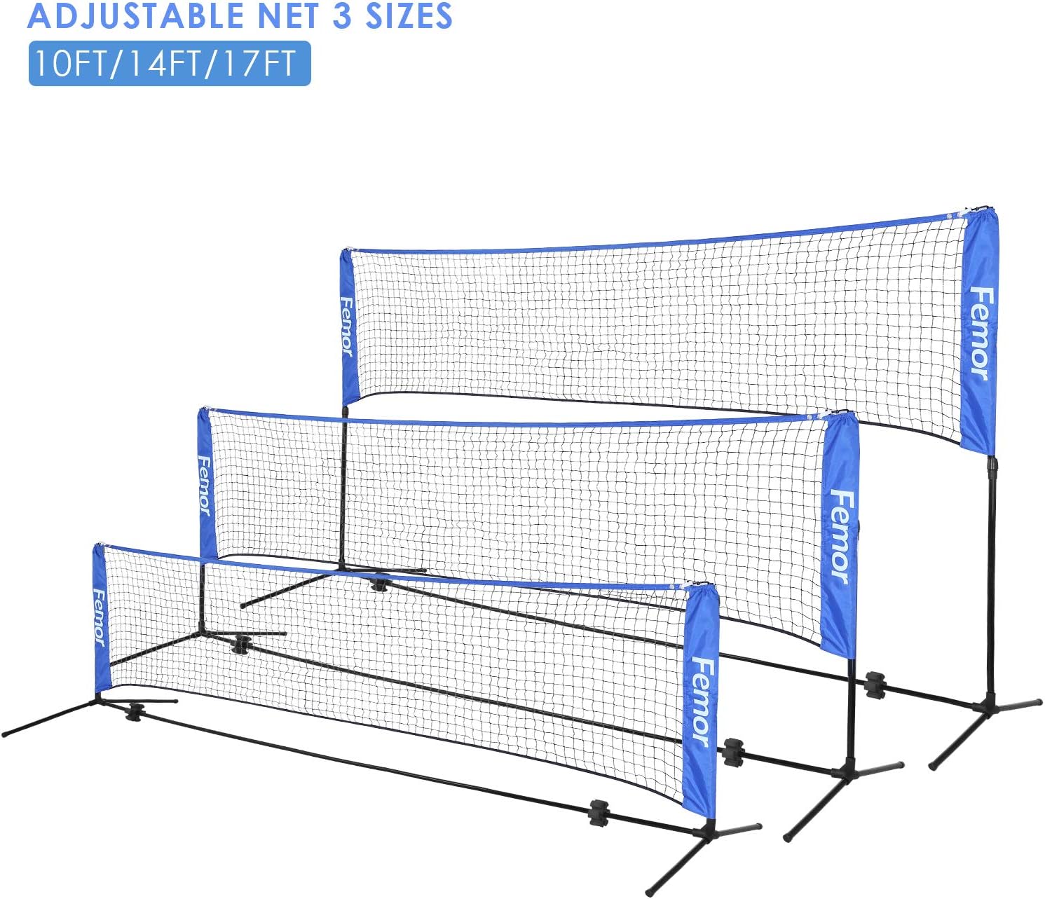 femor Portable Badminton Tennis Net - Adjustable Net for Soccer Tennis, Kids Volleyball, Beach Ball - Sports Net Set for Indoor, Outdoor, Beach, Driveway : Sports & Outdoors