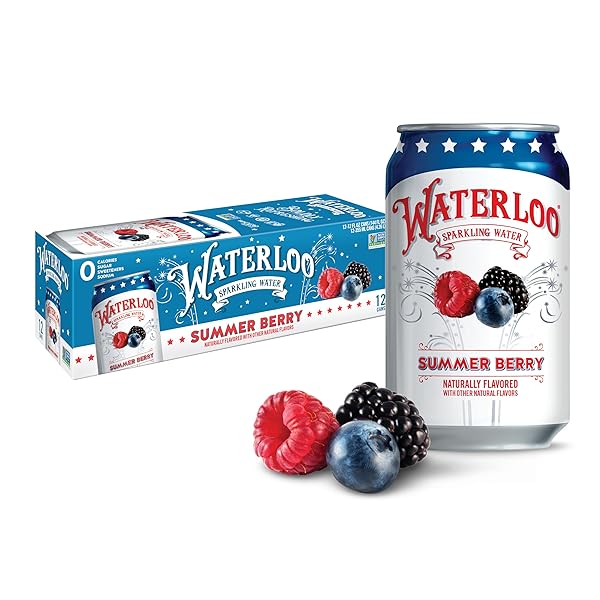 WATERLOO SPARKLING WATER, SUMMER BERRY NATURALLY FLAVORED, 12...