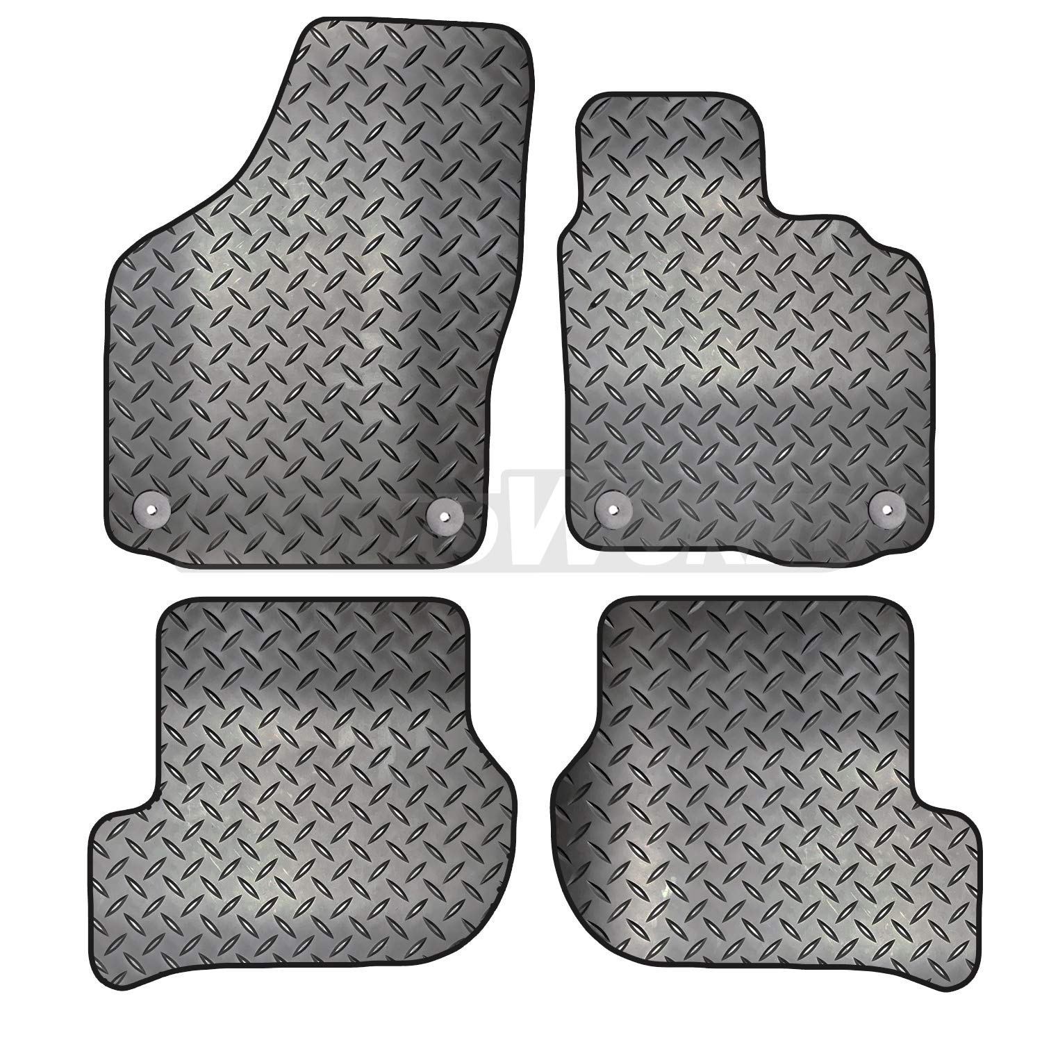 Carsio Rubber 4 Piece Car Mat Set For VW Golf MK6 2008-2013 with [4 Round Clips] Tailored Fit Floor Mat Complete Accessory Black Custom Fitted - All Weather & Heavy Duty, Anti-Slip Backing