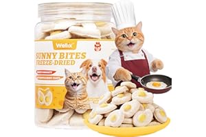 Wellix SunnyBites Freeze Dried Chicken Treats for Cat&Dog -Egg Healthy Cat Treats for Indoor Cats -Supports Immunity&Gut Healthy for Training Kitten Snack or Puppy Treat 3.5oz