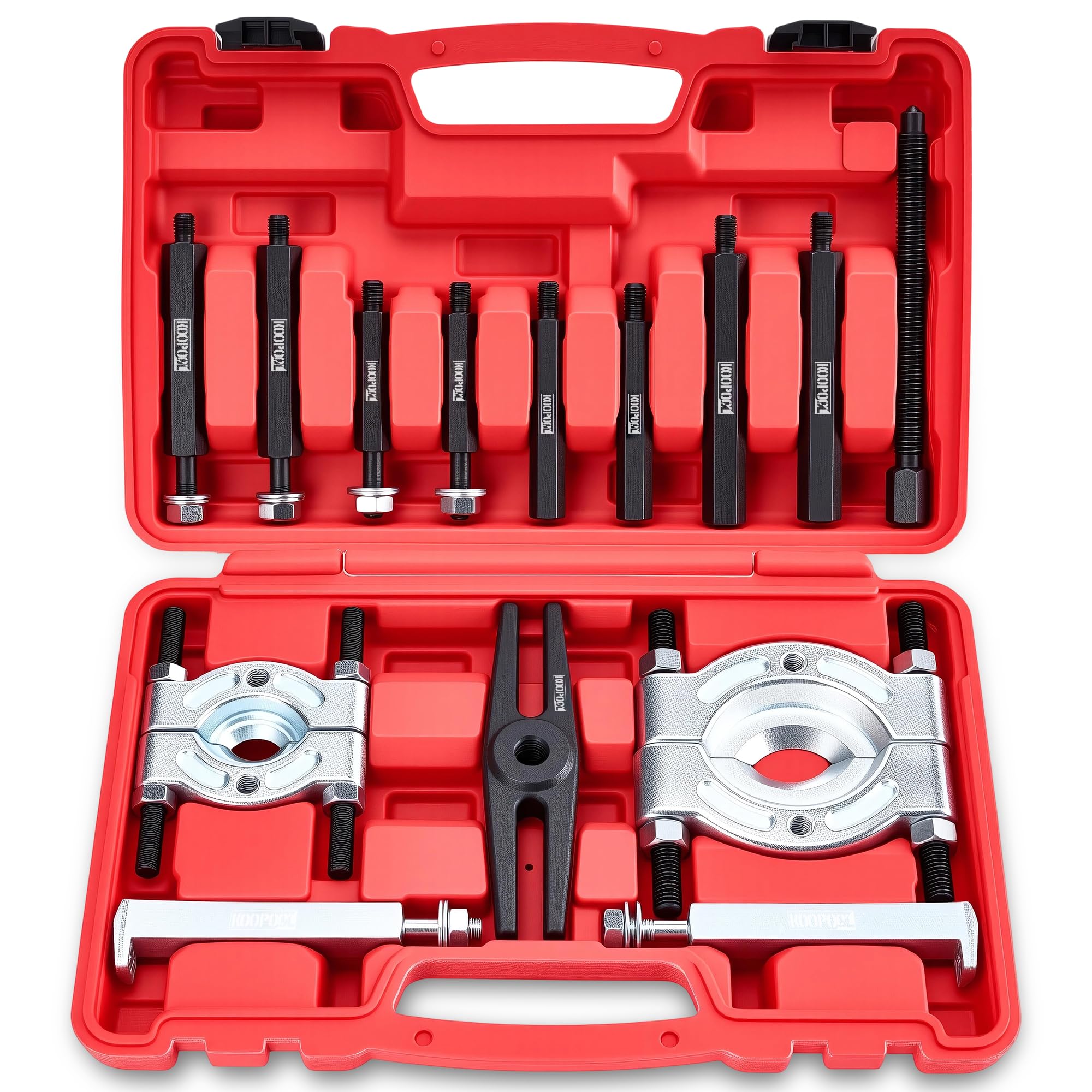 Photo 1 of KOOPOOL Bearing Puller and Splitter Kit, Separator and Puller Set, Pinion Bearing Puller and Wheel Removal Tool, 5 Ton Capacity Bearing Separator with 2’’ and 3’’ Bearing Separator Jaws, 14Pcs