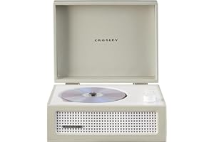 Crosley CR3517A-DU Voyager Retro Portable CD Player with Stereo Bluetooth Speakers and FM Radio, Dune