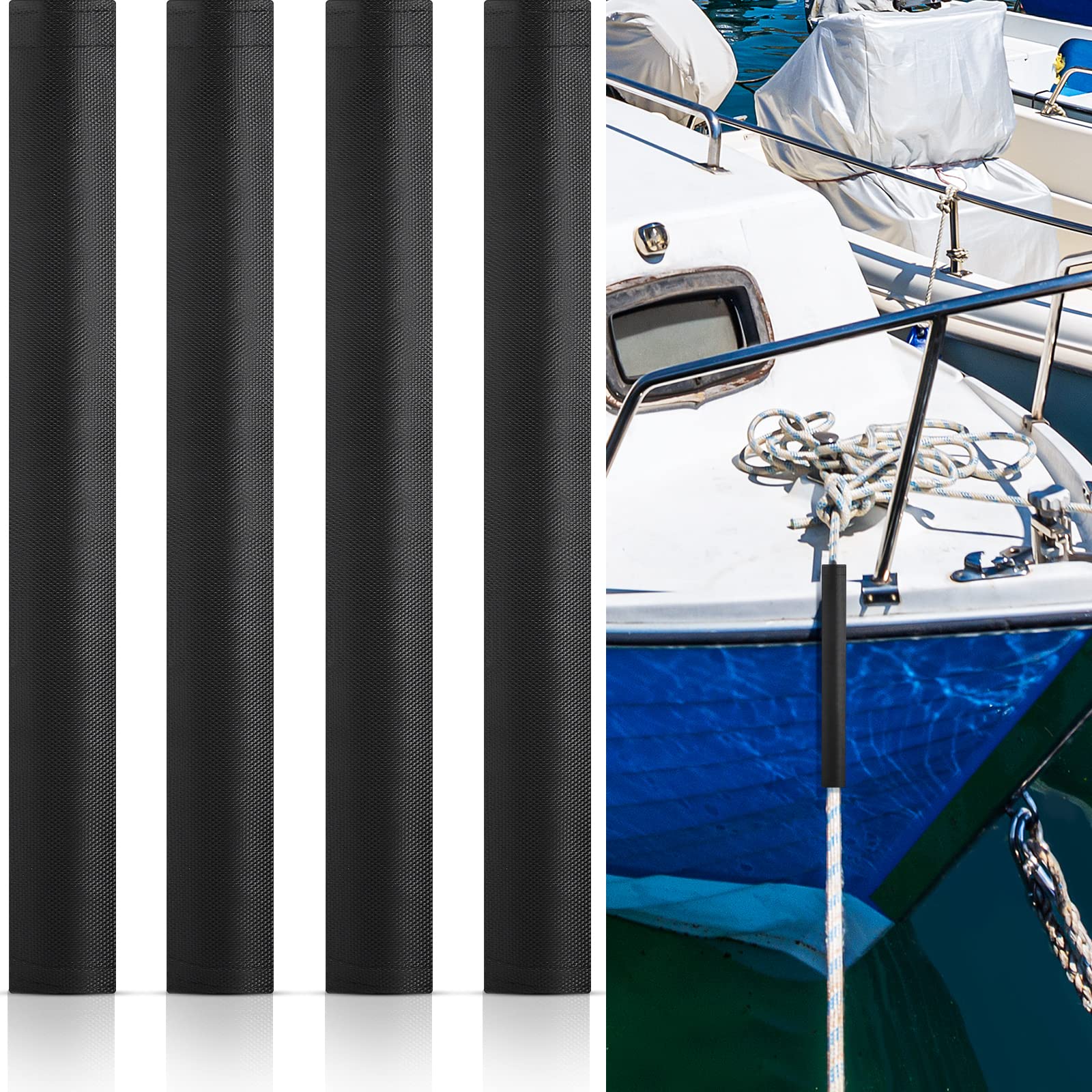 Photo 1 of 8 Pcs Dock Line Chafe Guard 16 Inches Length Chafe Secure Guard for Dock Lines Removable Chafing for Eliminating Squeaking, Black