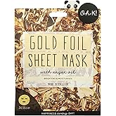 Oh K! Sheet Mask - Gold Foil - Moisturizing Face Mask - Hydrating Face Sheets - Infused with Argan Oil - Plant-Based Fiber - Korean Skincare - 1 Pc