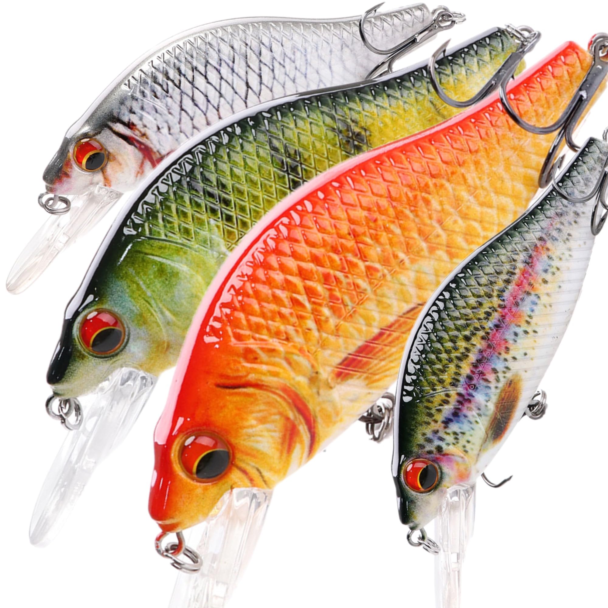 jerkbait Minnow 5 to 9 cm 4 to 22 g Hard Predator Fishing Trout Pike Swimming Fish Soft (4 PCS 1 of Each Colour, 7 cm 11 g)