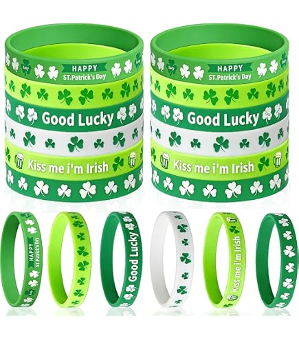 48 Bracelets Saint-Patrick En Silicone – Lot Trèfle Chanceux Vert – Accessoires Fête Irlandais Pour Enfants & Adultes