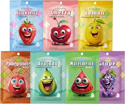 OKAQEE Face Mask Set 7pcs Skin Hydrating Fruit Masks for All Skin Types