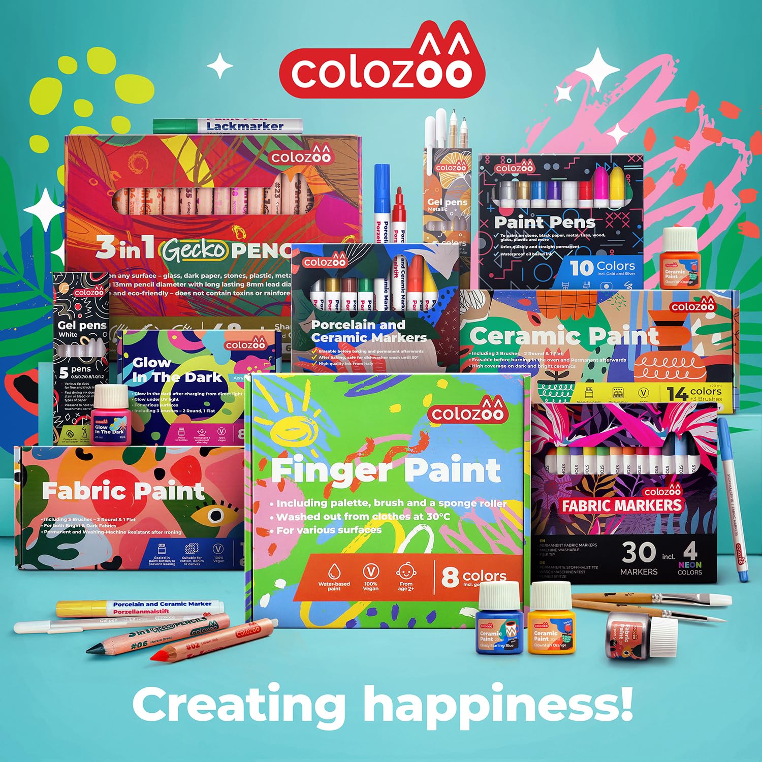 colozoo Baby Fingerfarben-Set - Waschbares Malset für Kleinkinder 8x100ml 7