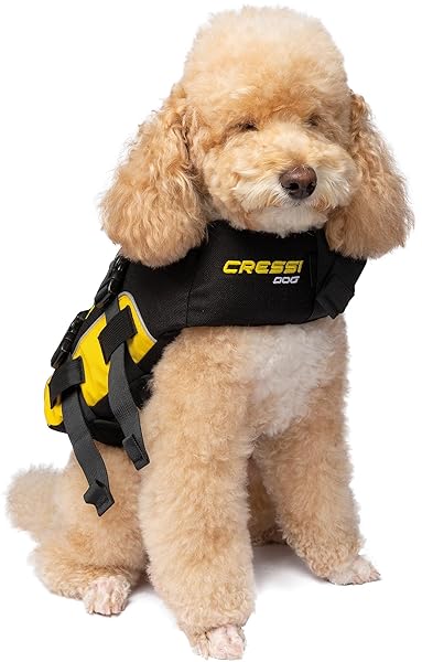 CRESSI DLJ DOG LIFE JACKET DOG LIFE JACKETS, BLACK/YELLOW, XL