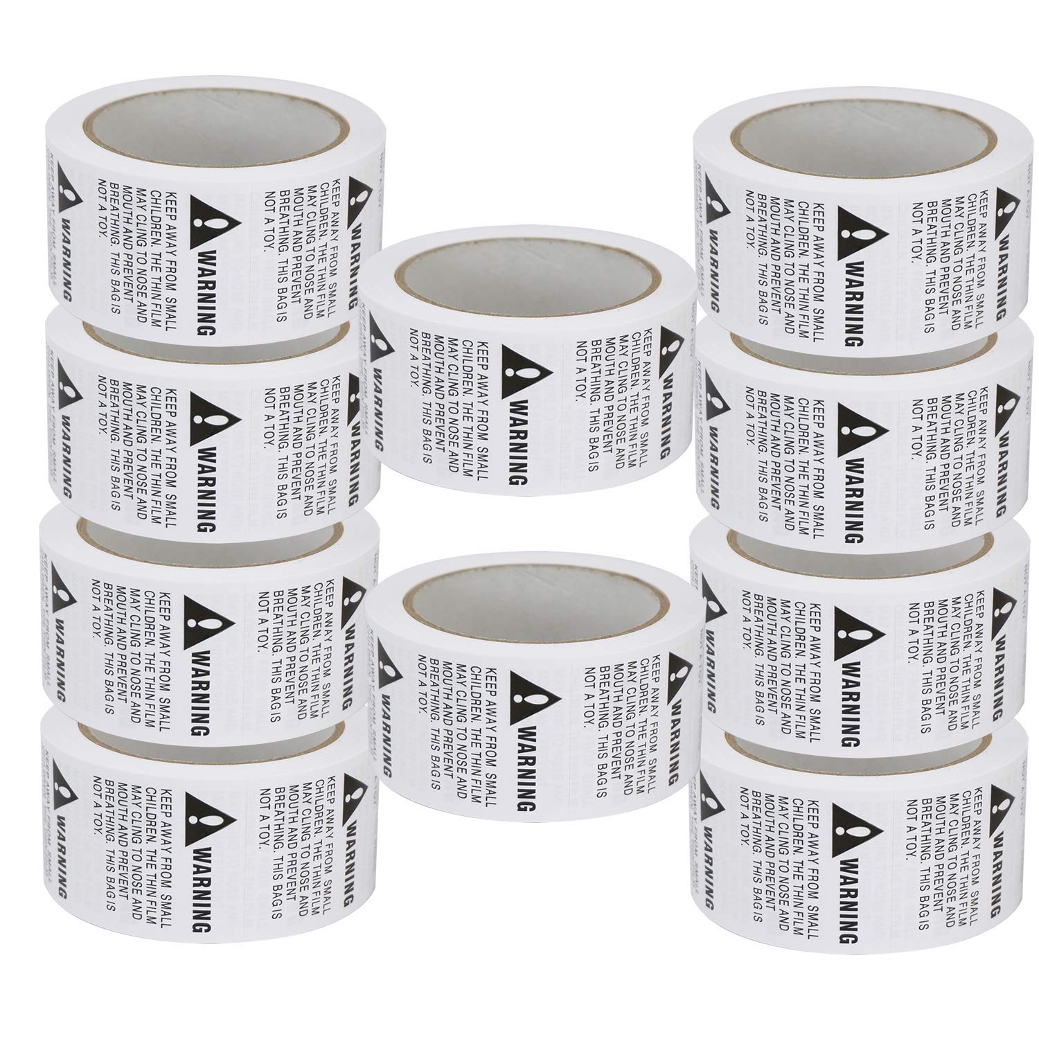 BETCKEY - White Warning Shipping Packing Labels/Stickers, Suffocation Warning Keep Away from Children, 50mm x 50mm, 10 Rolls/5000 Labels