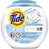 Tide Pods Liquid Detergent Pacs, Free & Gentle, 42 Count (Pack of 4) (Packaging May Vary)