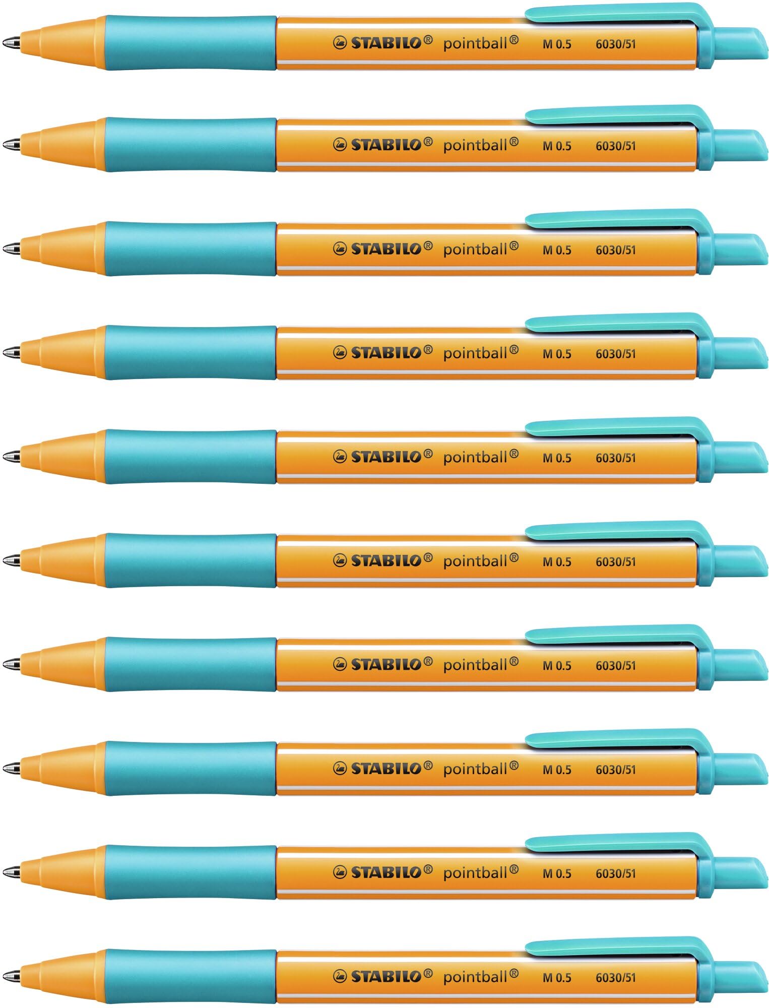 STABILO pointball - Ballpoint Pen - Pack of 10 - Turquoise