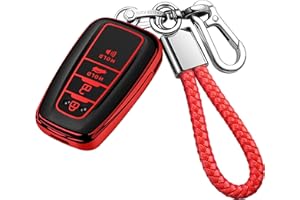 Tukellen for Toyota Key Fob Cover with Keychain,Special Soft TPU Key Case Protector for 2019-2025 RAV4 2020-2022 Highlander Corolla Prius,2018-2024 Camry Avalon C-HR GT86-Red