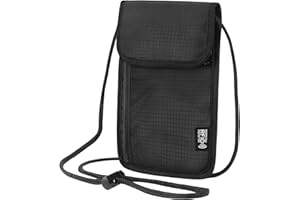 Likesing 5.5" L x 7.9" W Travel Neck Wallet, RFID Blocking Passport Holder, Security Lightweight Passport Travel Wallet, Neck Pouch Gifts for Women Men(Black)