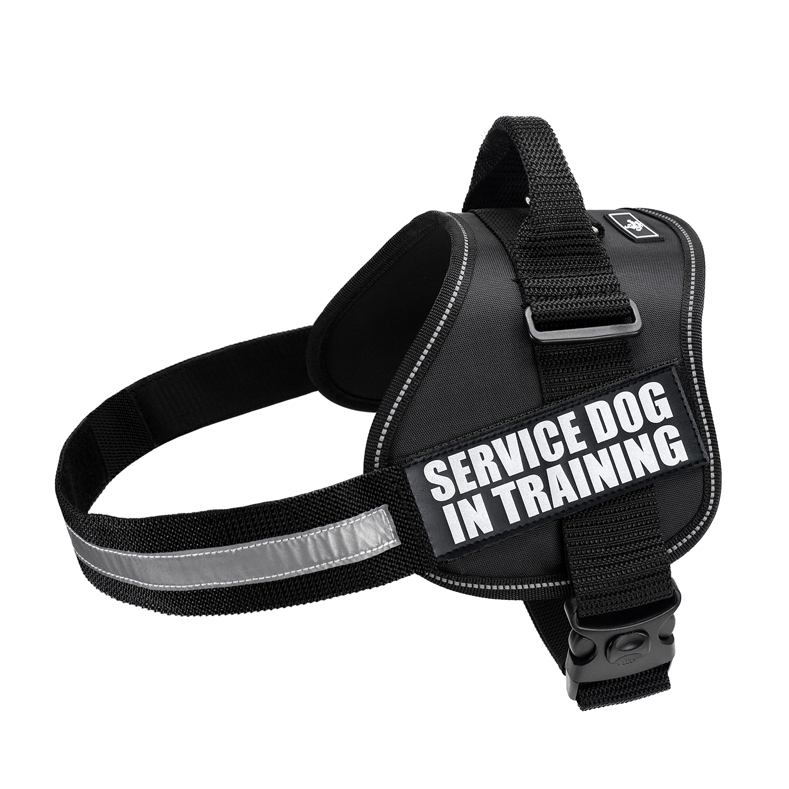 Doggie Stylz Service Dog in Training Vest with Hook and Loop Straps and Handle – Harness Comes in Sizes XXS to XXL – Three Colors – Dog Harness Features 2 Reflective Patches (Girth 19”- 25" Black)