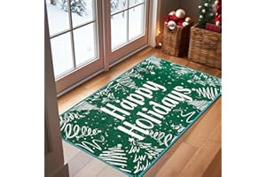 jinchan Christmas Tree Green Area Rug 16x30 Door Mat Washable Rug Kitchen Rug Entryway Modern Rug Accent Rug Indoor Bathroom Carpet Bath Mat Living Room Bedroom Non Slip Happy Holidays