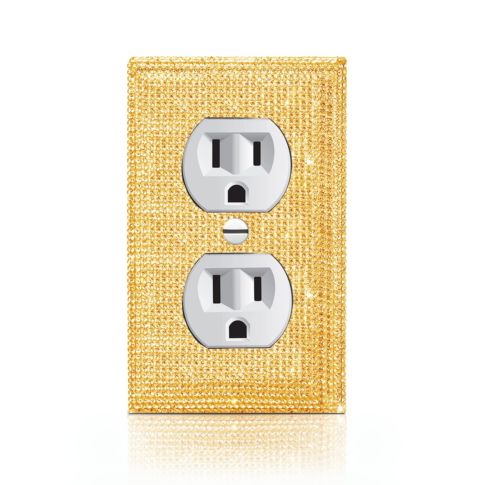 Photo 1 of Gaocai Shiny Golden Light Switch Cover Gold Rhinestones Wall Plates Light Switch Cover Plate