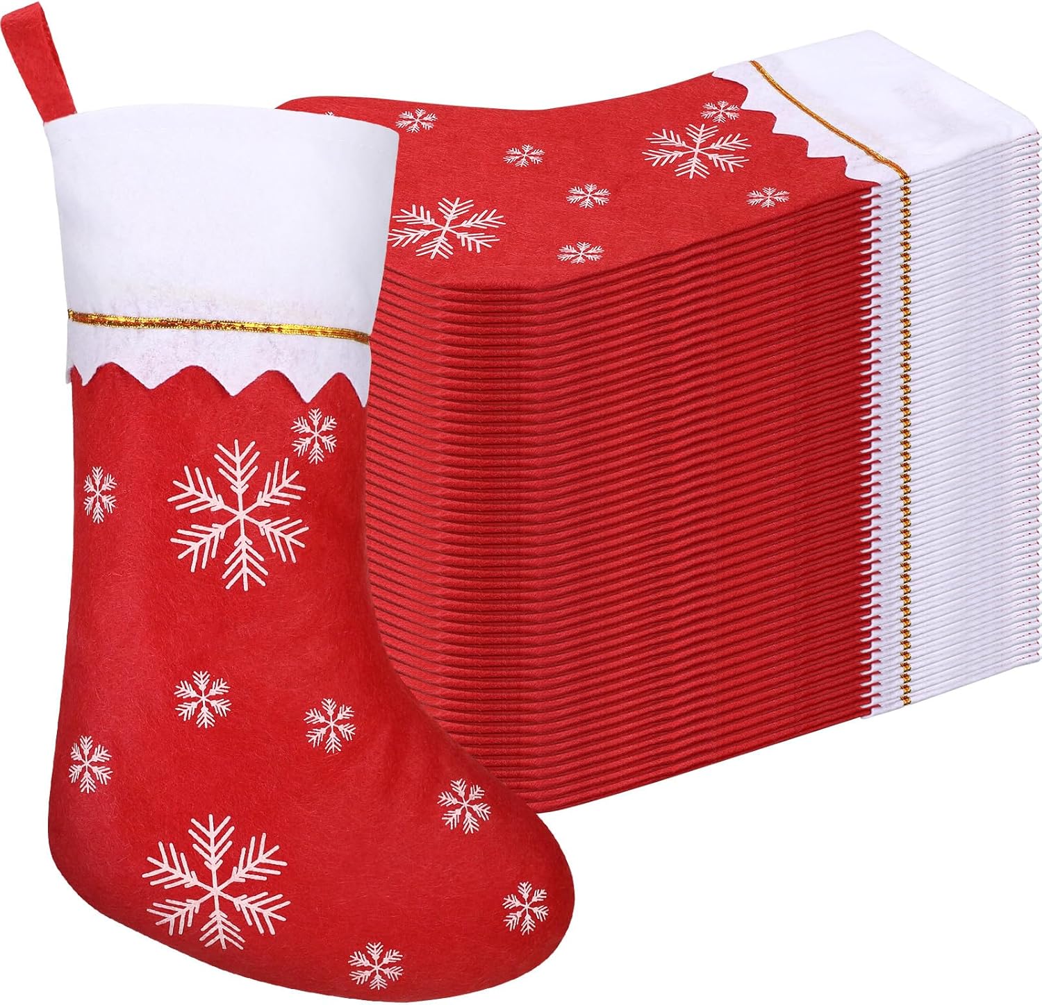 Stockings & Holders - 36 Pcs Felt Christmas Stockings 15 Inch Party Favors Stockings Xmas Decoration Stockings Rustic Christmas Santa Stockings for Christmas Holidays Anniversaries Home Decor (Red,Snowflake)