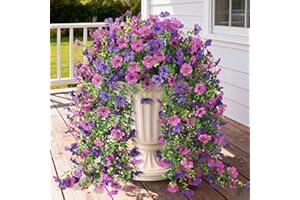 Artificial Hanging Flowers for Outdoors, 2 Pcs Fake Hanging Plant Spring Summer Decor, UV Resistant No Fade Faux Silk Daisy F