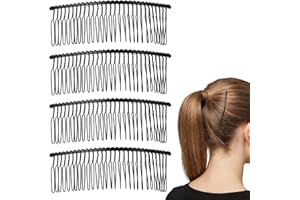 4 PCS Bulk 30 Teeth Large Wide Black Metal Side Hair Combs Base Wire Twist Hair Comb Clips Decorative Headpiece French Twist 