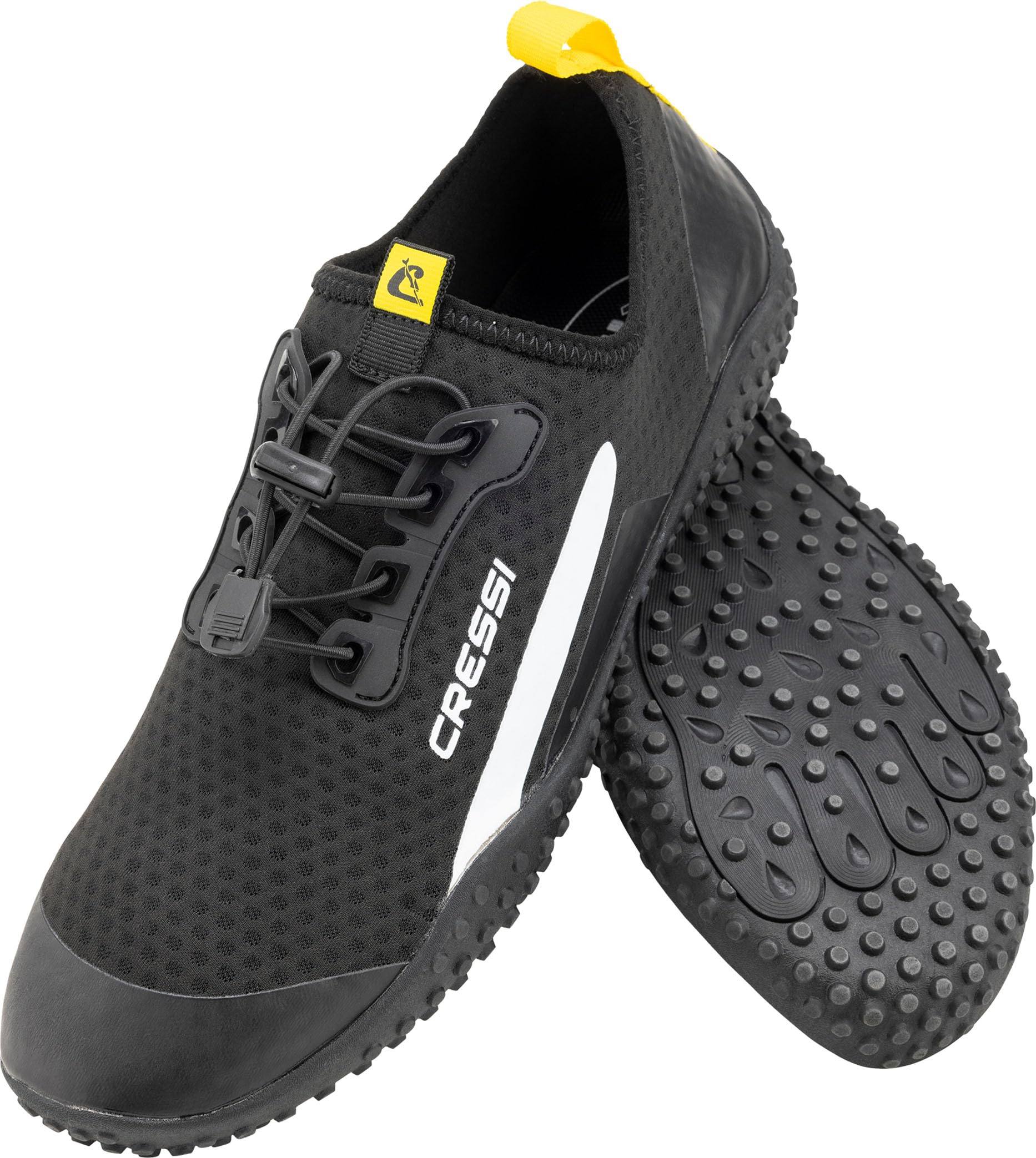 Cressi Sonar Water Shoe - Quick-Dry Barefoot Shoes - Non-Slip Sole - Swim Trainers - Black Yellow - 5/5.5 (38 EU) - Watershoes