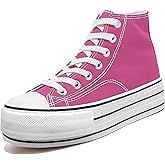 Women's Platform Sneakers Canvas Low Top, 4cm Height Increasing Chunky Shoes for Girls, Classic Casual Walking Footwear