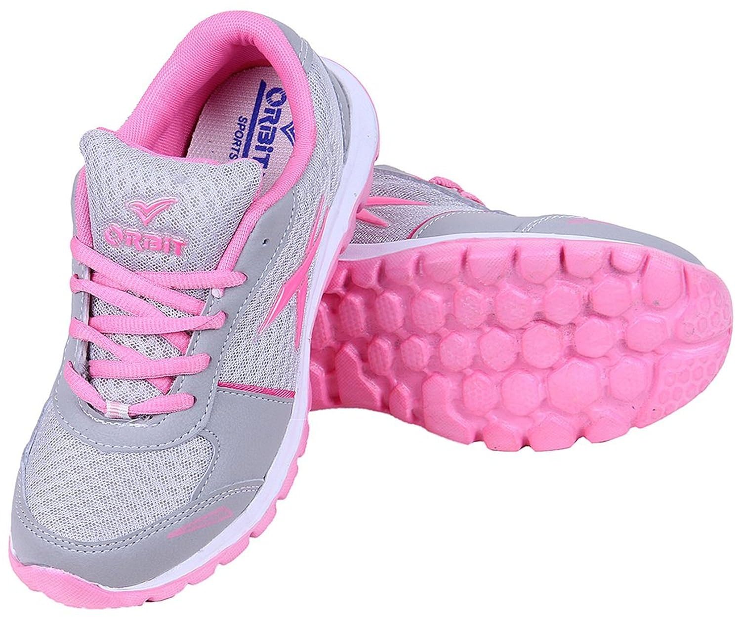 orbit women sports running shoes grey pink ls 005