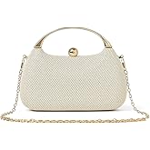 Daiblueland Elegant Evening Bag for Women, Formal Moon Shaped Party And Wedding Clutch Purse With Crossbody Metal Chain