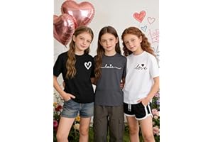 3-Pack Girls Short Sleeve Graphic Tees, Printed Crew Neck T-Shirts for Kids 8–14