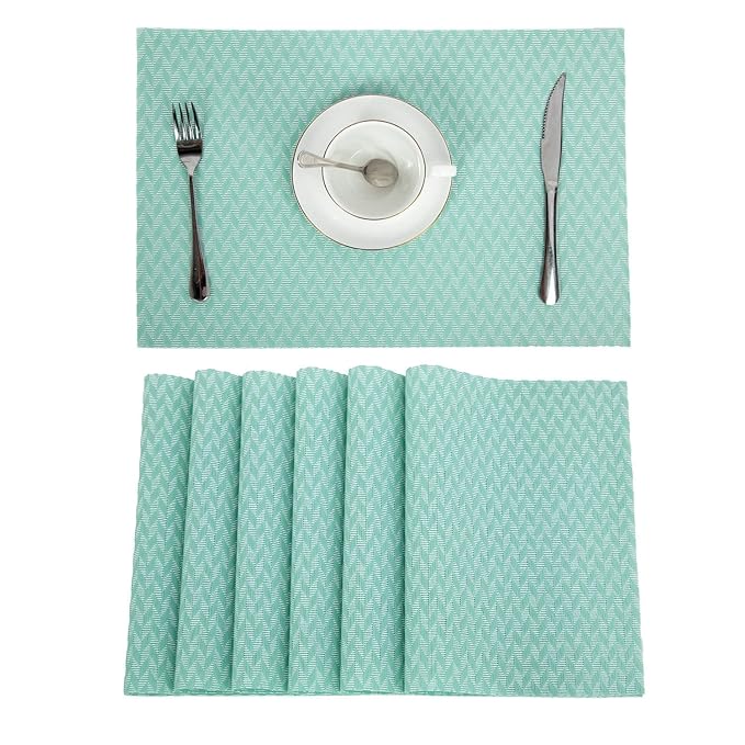 Pauwer Woven Vinyl Table Mats, Non Slip Washable Placemats Heat Proof