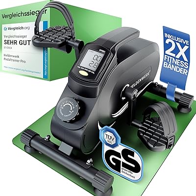 HELDENWERK Pedaltrainer PRO Set - TÜV/GS geprüft | Vergleichssieger | extra leise & gelenkschonend inkl. Befestigungsband - Arm- und Beintrainer für Zuhause - Senioren Pedal-Trainer, Heimtrainer