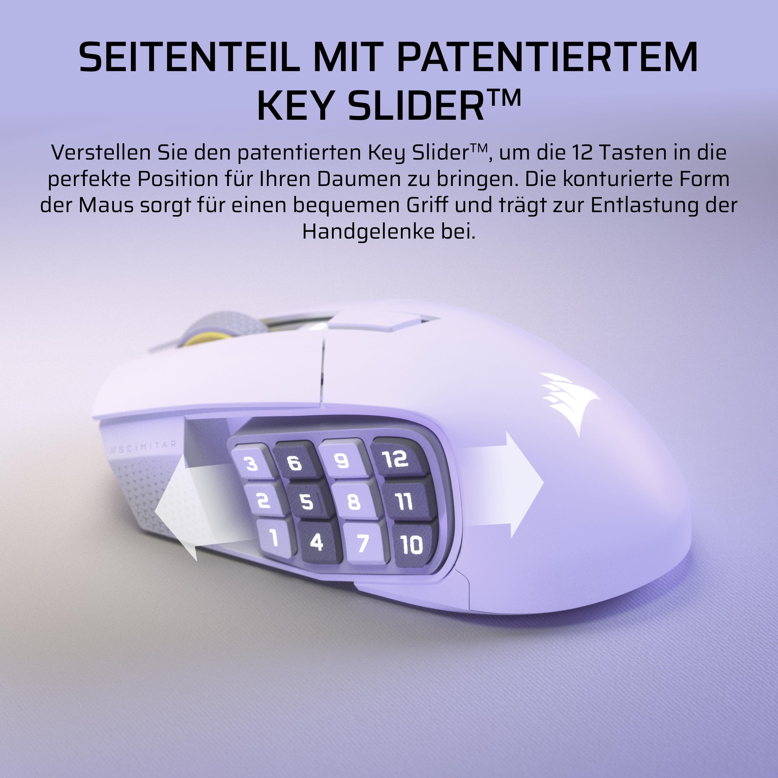Corsair Scimitar Elite Wireless SE MMO Gaming Maus – 33.000 DPI, 16 Programmierbare Tasten, Einstellbarer Key Slider, Virtual Stream Deck, 1K Hyper-Polling - PC, PS5, PS4, Xbox, Mac – Weiß 6