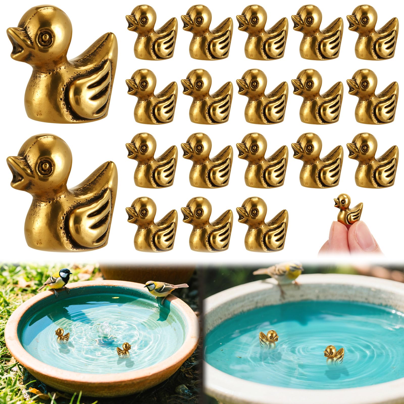 Photo 1 of Moxweyeni 20 Pcs 0.59 Inch Mini Duck Shape Copper Bath Disk Ornaments Copper Bird Bath Purification Disks Birdbath Cleaner Safe Universal Fit for Outdoor Birdbaths, Bowl