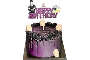 BINJO 1Pcs Wednesday Addams Happy Birthday Cake Topper - Spider Web Thing Hand Wednesday Girl Cake Decoration - Wednesday Addams Birthday Party Supplies For Kids And Fans Of The Iconic Character