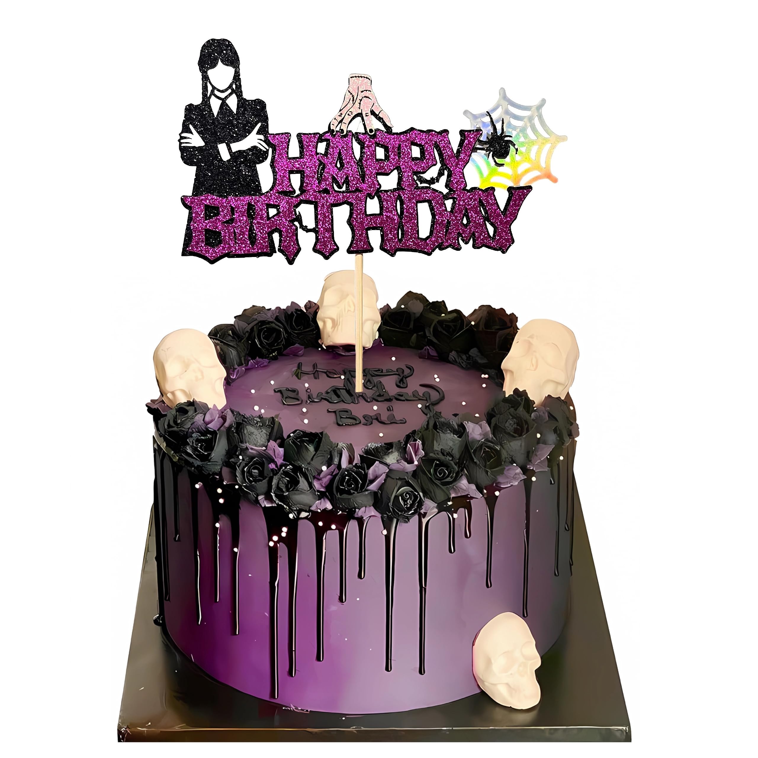 Photo 1 of 1Pcs Wednesday Addams Happy Birthday Cake Topper - Spider Web Thing Hand Wednesday Girl Cake Decoration - Wednesday Addams Birthday Party Supplies For Kids And Fans Of The Iconic Character