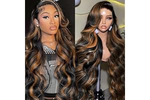 Vemalin Highlight Ombre Lace Front Wig Human Hair Body Wave Lace Front Wigs Human Hair Pre Plucked 13x4 1B/30 Brown Highlight Wig 200 Density Colored 26 Inch Balayage Wigs for Women
