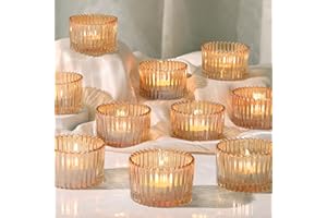 HAVITI 24 pcs Large Tea Light Holders, Gold Glass Candle Holders, Votive Candle Holders for Table Centerpiece Wedding Table Decor