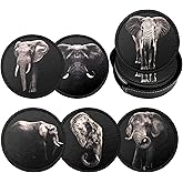 Elephant Coasters for Drinks with Holder Leather Coasters Set of 6 for Coffee Table